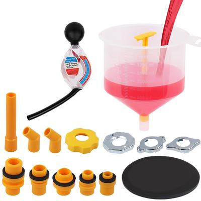 Bleeder Kit, Radiator Funnel Burp Kit, Radiator Flush 16 Pcs Automotive Funnel Spill