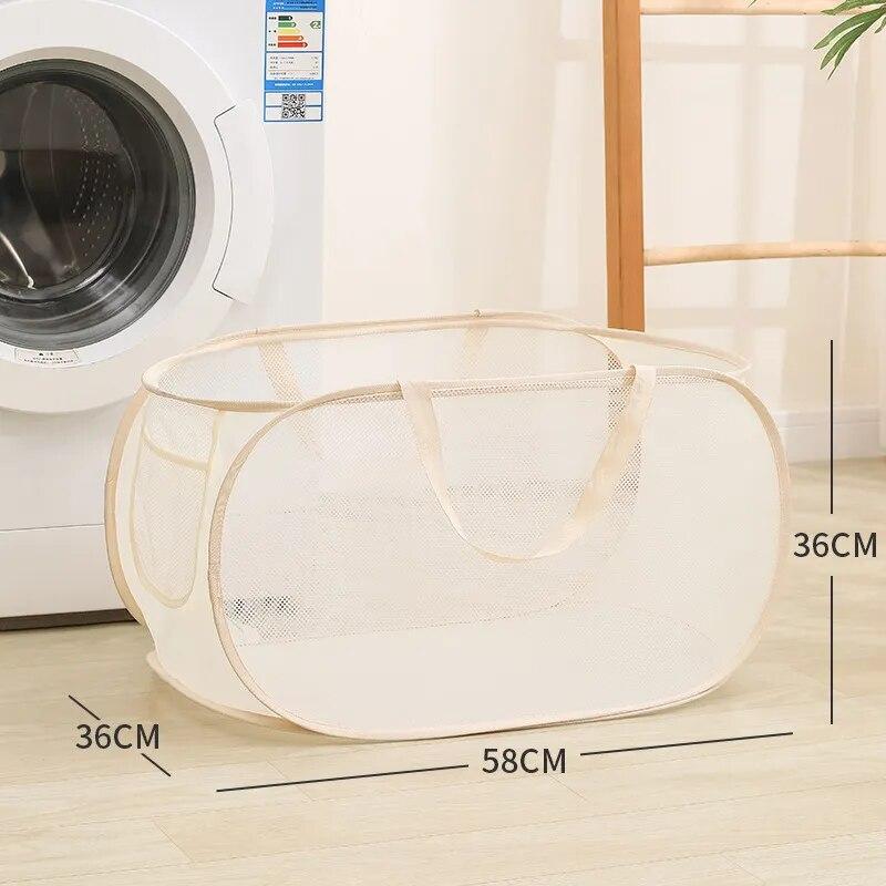 Horizontal Foldable Laundry Basket Mesh Clothes Breathable Laundrys Hamper Large Capacity Storage Baskets Home Accessories
