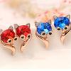 Fox Cubic Zirconia 925 Silver Stud Earrings Women Animal Jewelry Gifts A Pair