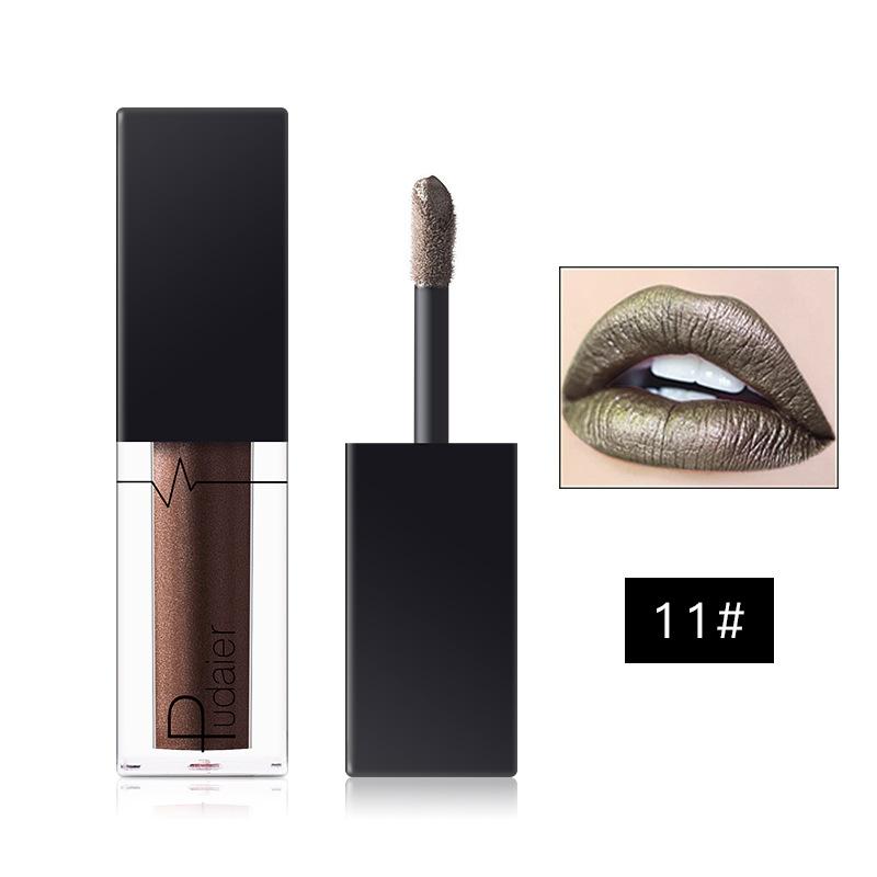 Gloss Labial Metálico Alto Brilho, Longa Duração, Fórmula Não Pegajosa, Batom Hidratante Brilho Labial Ideal para Festas, Encontros e Uso Diário