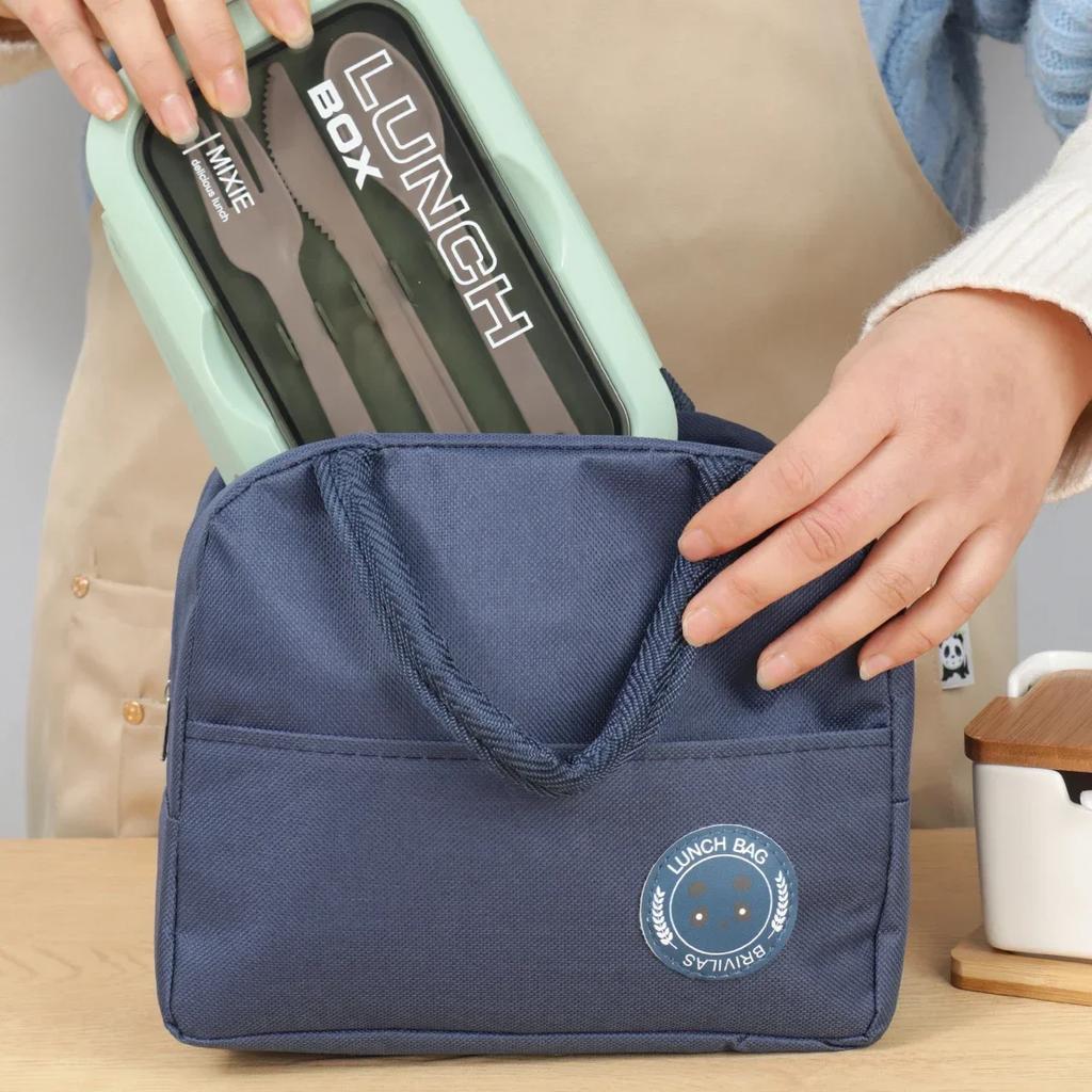 1pc-Portable Oxford Lunch Bags Fresh Cooler Pouch for Office Students Convenient Lunch Box Food Container Bag