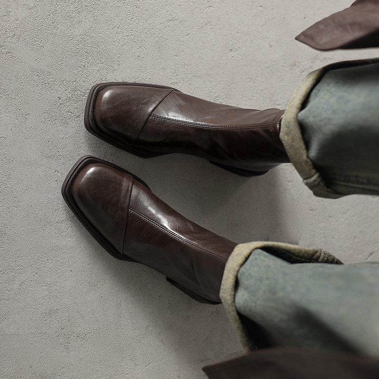 Soft leather version~ Small short boots for women in the autumn of 2025 New thick heel versatile casual fashion elastic thin boots for children