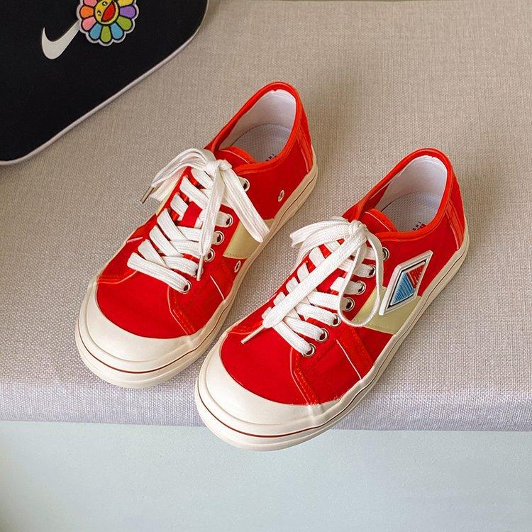 Foreign-style versatile and thin breathable German training canvas shoes for women's 2025 spring and summer new color matching ugly and cute platform