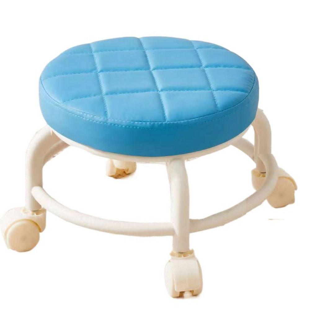 

Вращающийся стул на колесиках из ПУ кожи Водонепроницаемый стул на колесиках Круглый стул на колесах Детский синий