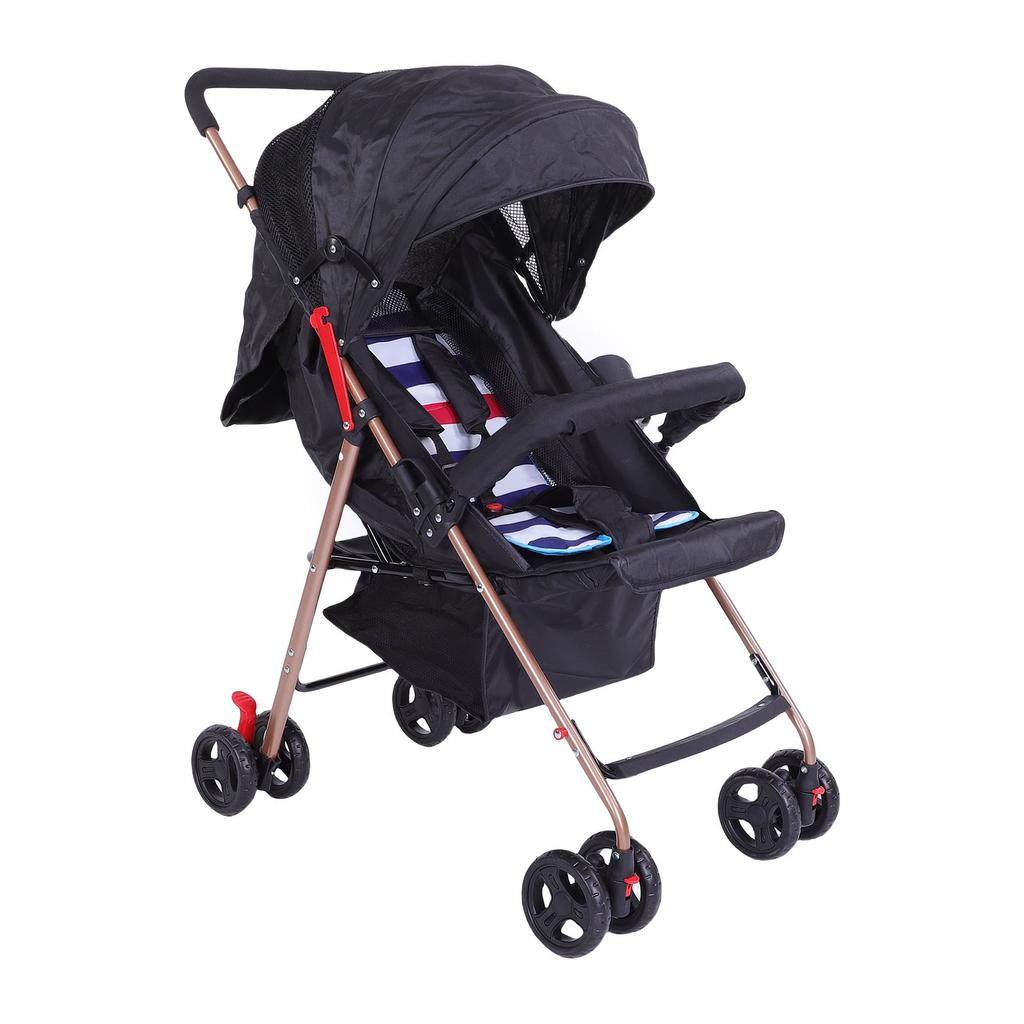 Baby Stroller Lightweight Foldable Shock Absorption High Landscape Toddler Pushchair with   Backrest Canopy Net Storage Basket for Outdoor