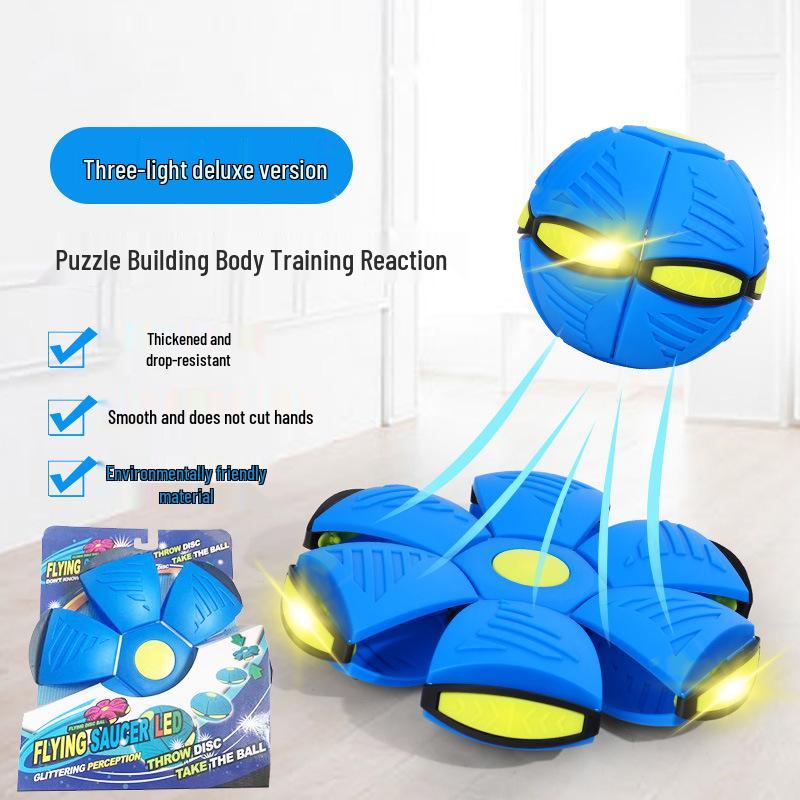Magic Flying Saucer Ball: Deformable Outdoor Stomp Toy with Lights for Kids