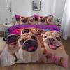 3D Design Sweet Pug Dog Duvet Cover, Polypolyester Luxury Bedding Quilt Cover Bedding Bed Covers With Pillowcases 75*50 With Zipper