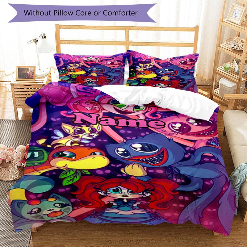 Set Biancheria da Letto Poppy Playtime Personalizzato con Nome 3 Pezzi Copripiumino Chiusura Include 1 Copripiumino e 2 Federe, Morbido e Confortevole per Tutte le Stagioni.