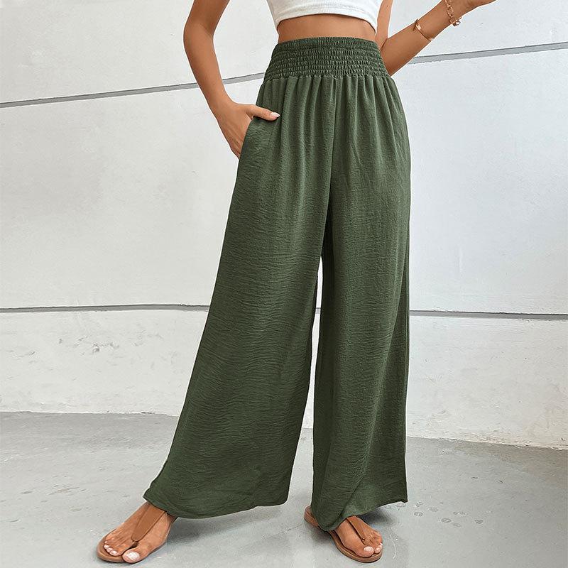 Spring and Autumn Women's Pants Trousers Casual Pants Elastic Waist Wide Leg Pants