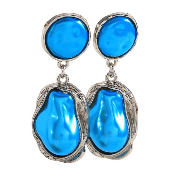 1 Pair Drop Earrings for Women, Irregular Baroque Imitation Pearl Design Stud Earrings, Double-Layered Pendant French Style Earrings for Commuting A