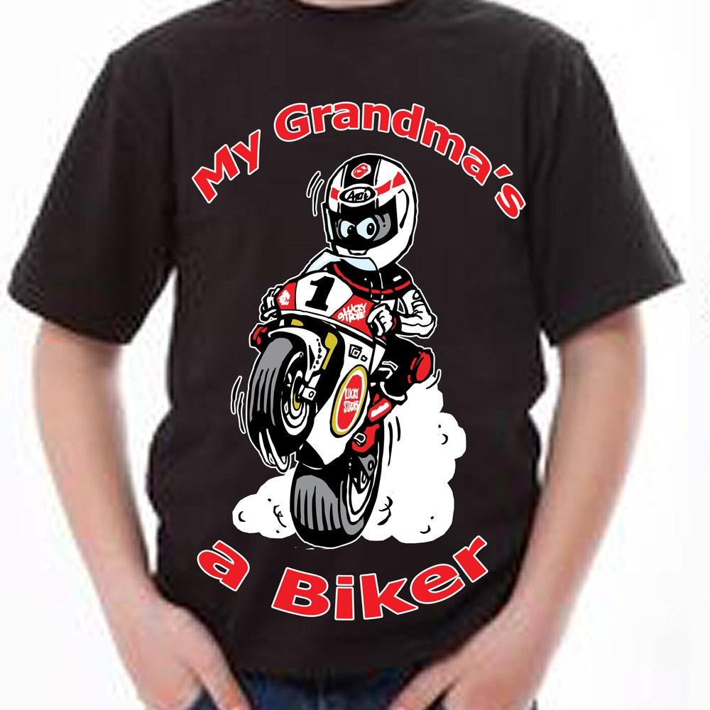 My Grandma s a Biker motorcycle racing children s kids 100% cotton XXL