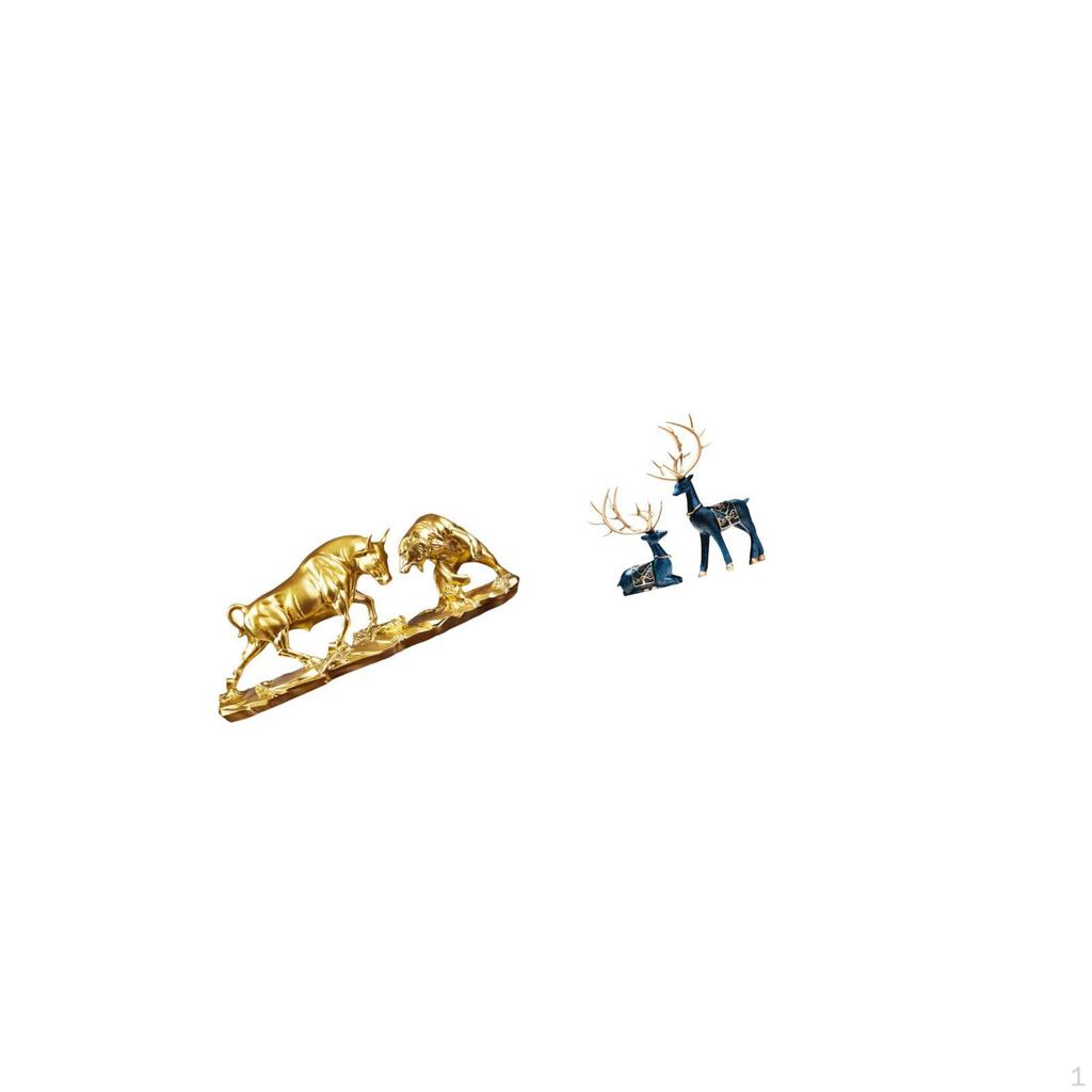 Modern Feng Shui Animal Sculptures Cow Cattle Reindeer Deer Figurines Artwork for Desk Office Living