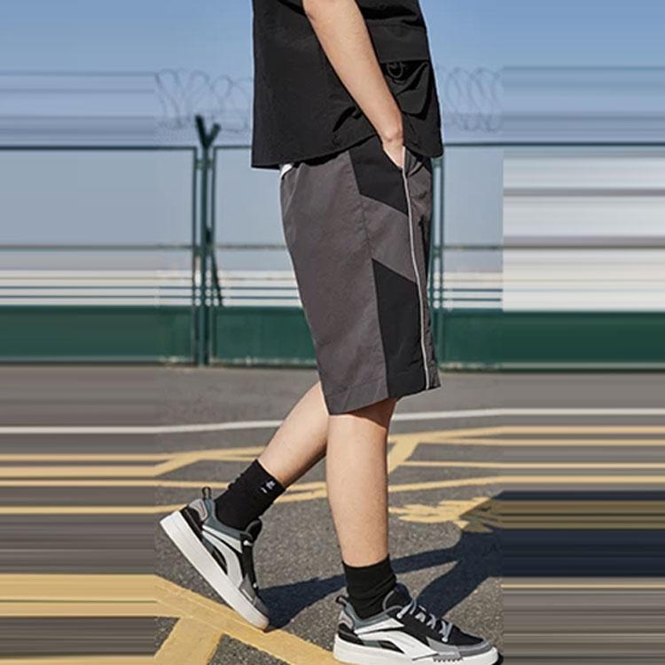Li Ning Color Block Letter Logo Reflective Print Casual Sports Shorts Men Shorts Gray AKSR465-5