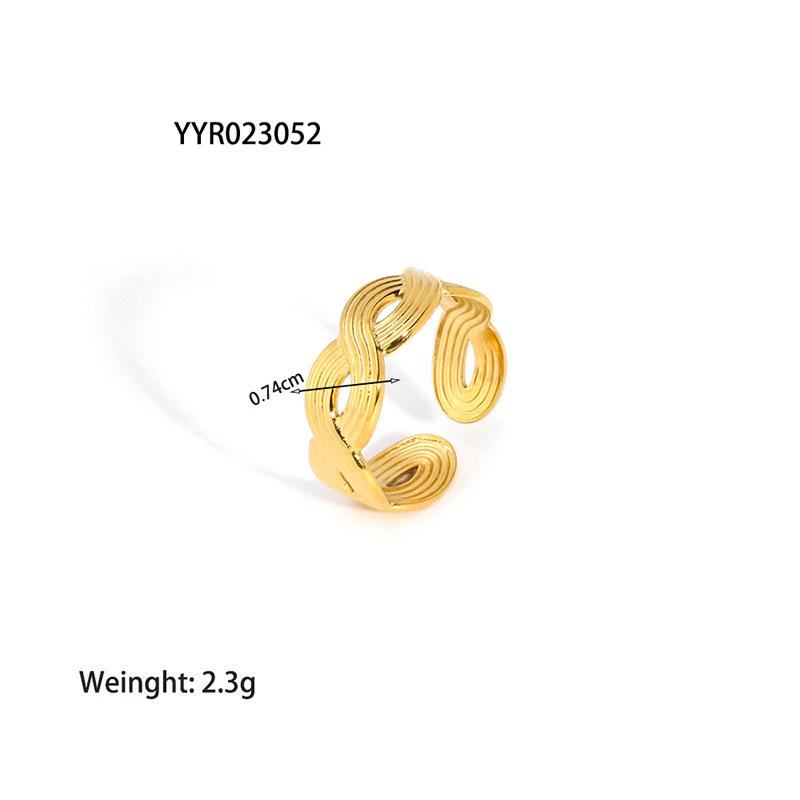 18K Gold-Plated Adjustable Stainless Steel Ring for Women - Simple, Trendy Jewelry Design