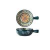 Hand-painted Relief Pattern Salad Bowl with Handle, Pasta Bowl, Kitchen Baking Utensils, Suitable for Use In Ovens and Microwave