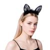 Black Feather Lace Cat Ear Headband - Cute & Elegant Headdress for Parties & Performances