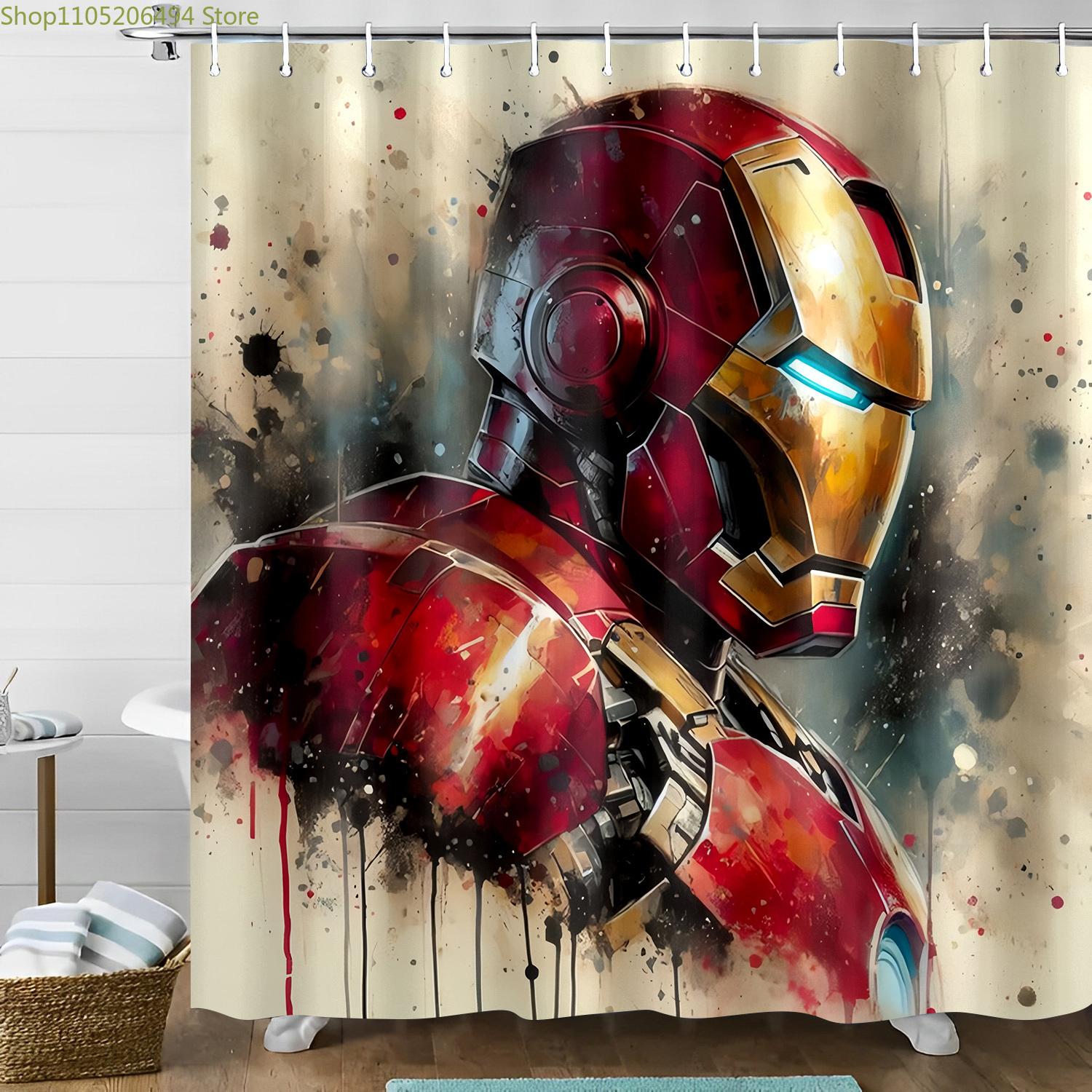 1pc Marvel shower curtain Iron for Man Shower Curtain, Printed Pattern Bathroom Set, Bathroom Decorative Shower Curtain with H 90x180cm