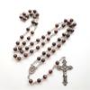 Rosary Crucifix Cross Necklace Natural Flower Sand Beads Catholic Jewelry Gift