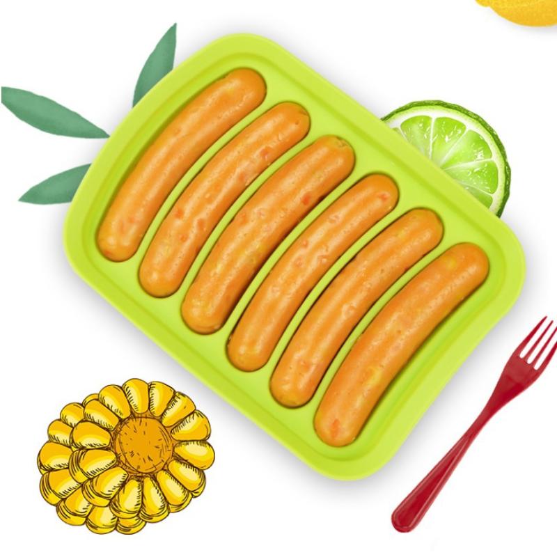 Sausage Maker Mould 6 Cavity Silicone Diy Ham  Dog Making Moulds With Lid Household Sausages Cake Baking Tool Molds