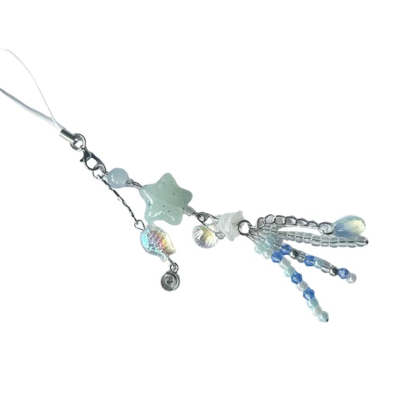 Lovely Jellyfish Pendant Handmade Beaded Phone Charm Portable Girls' Fashion Accessory for Mobiles Trendy Women Ladies