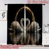 2D flat printing 2pcs Curtain Drapes Wedding Swan Romance Digital Printed Polyester Drapes Family Party Decoration Perfect for