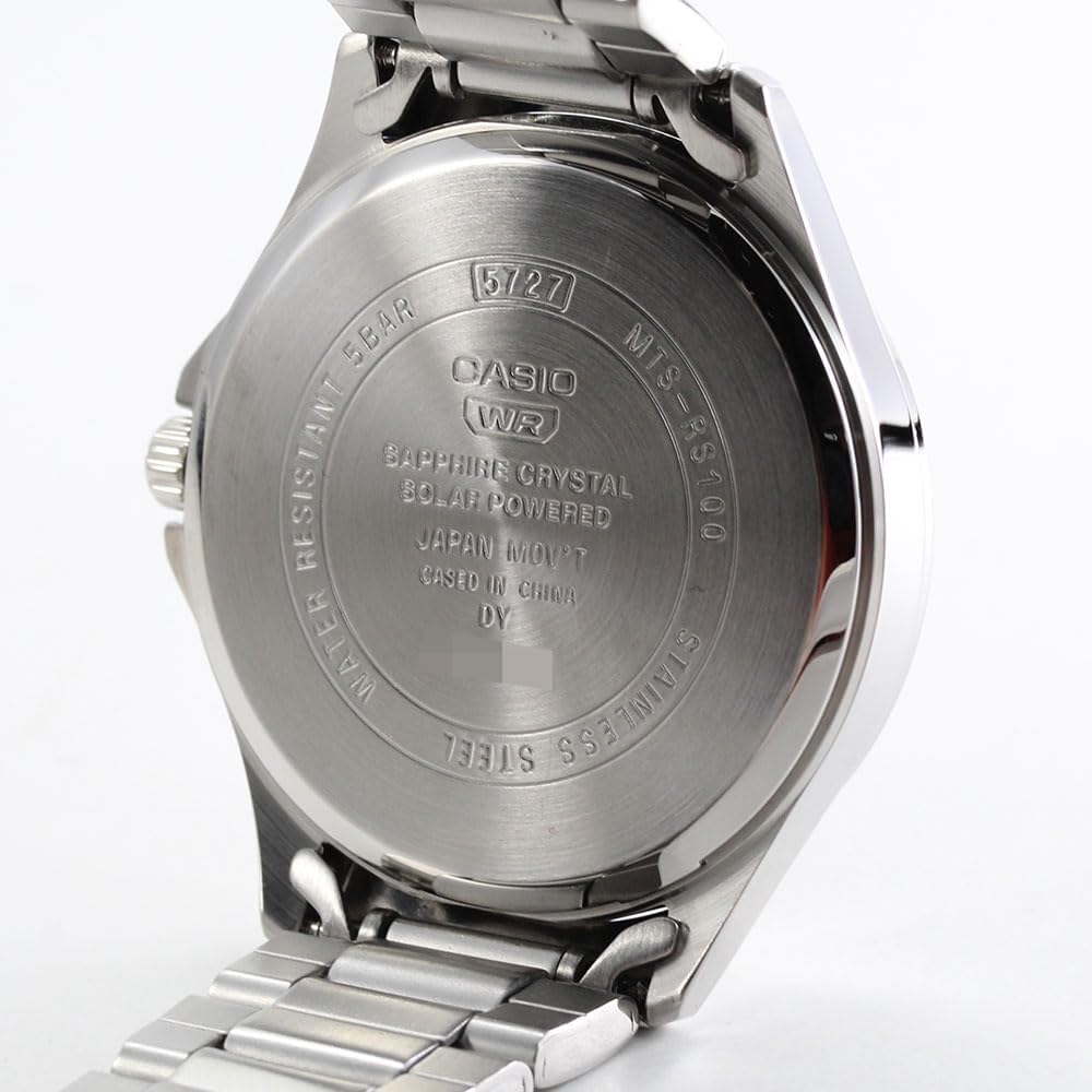 Casio Standard MTS-RS100D-1A Analog Solar Men's Watch Stainless Steel Band Water Resistant