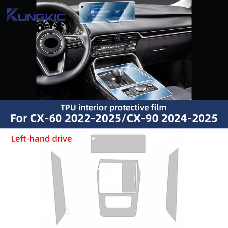 TPU-Schutzfolie für Mazda CX-60 CX-90 2024 2025 Auto-Innenraum Mittelkonsole Transparent Kratzfest Zubehör
