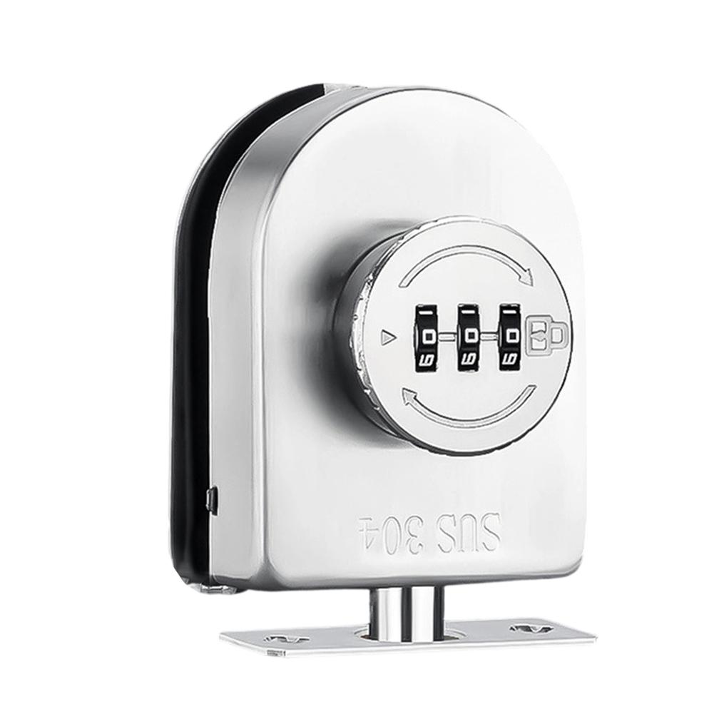 1pc Frameless Glass Door Lock No Drill Installation For Bathroom Double Swing Doors Outdoor Glass Door Use