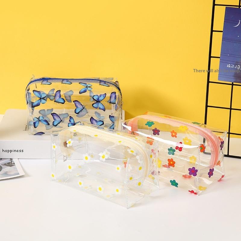 Borsa Portaoggetti Portatile con Stampa Cartoon Trasparente Grande Capacità Custodia per Trucco Borsa Multifunzionale per Cosmetici Borsa Organizer per Rossetti