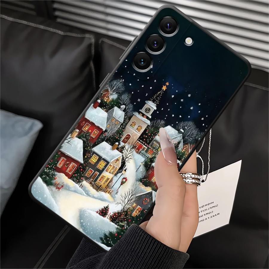 Hülle für Samsung Galaxy A20 A13 A04 A50 A06 A40 A16 A30 A15 A70 A10 A12 A17 A05 Schwarz Weiche Handyhülle Winter Schnee Weihnachten