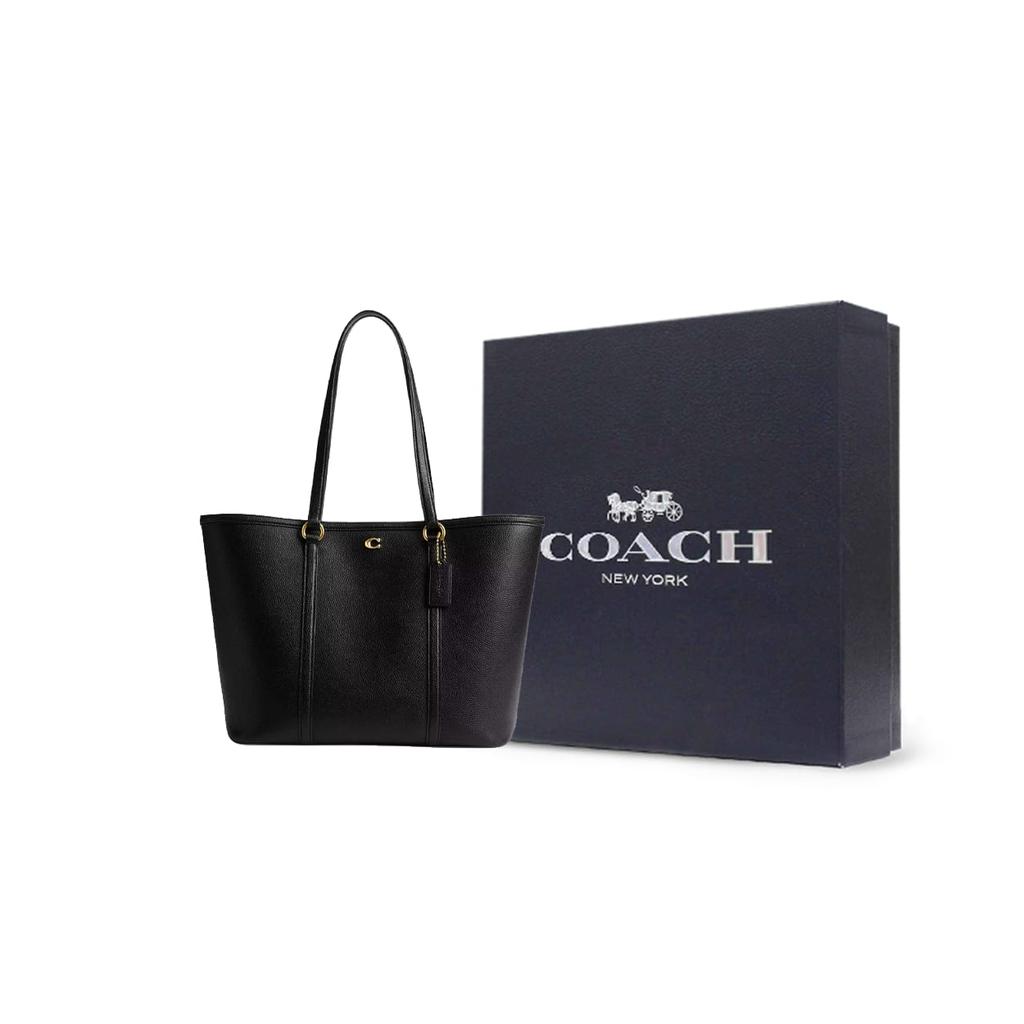 Coach Polished Pebble Leather Tote Bag, Shopping Bag, Shoulder Bag Large Women's Black CU056-B4BK