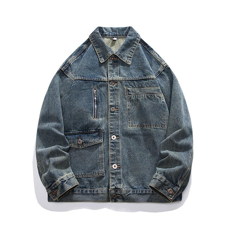 Американская ретро-желтая грязевая джинсовая куртка мужская модная брендовая грубая — фото 5