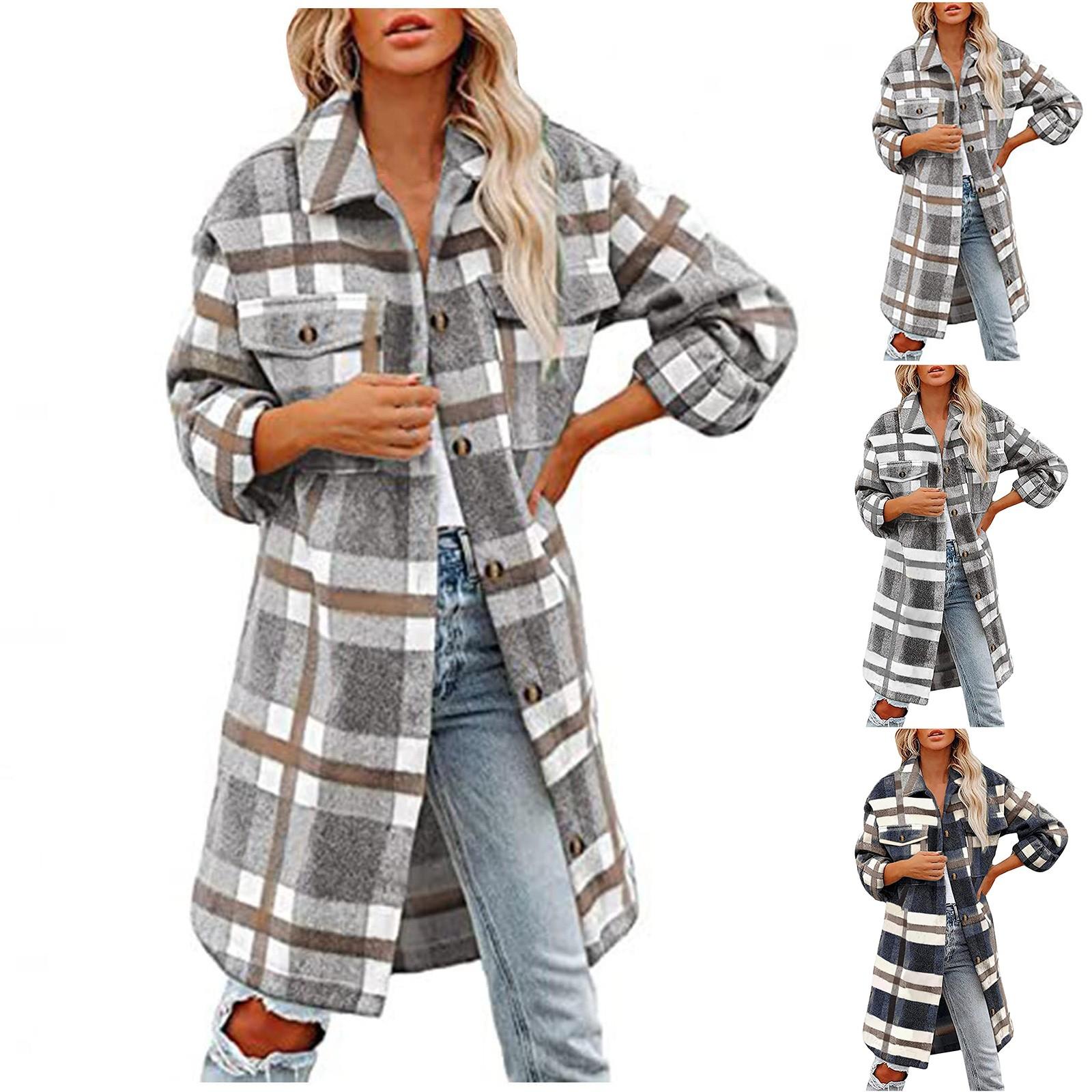 

Женские куртки, повседневные, нарядные, клетчатые, жакеты, большие размеры, длинные фланелевые пальто, лацканы с пуговицами, верхняя одежда в стиле бойфренда XS белый