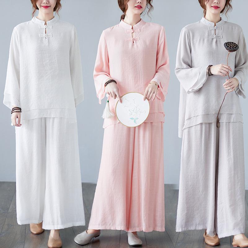 

2025 Spring Zen Tea Two-Piece Set - Retro Chinese-Style Yoga Outfit XX-Large розовый