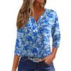 Women's T Shirt Tee Print Button 3/4 Sleeve Tunic Daily Weekend Fashion Basic V- Neck Regular Top