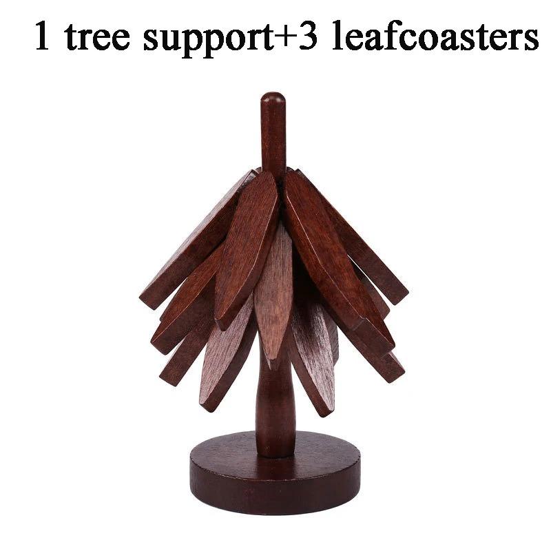 Creative Wooden Tree Folding Trivet Stand Heat Resistant Pot Mat Decorative Anti Scald Hot Pads Coaster For Kitchen Dining Table Protection