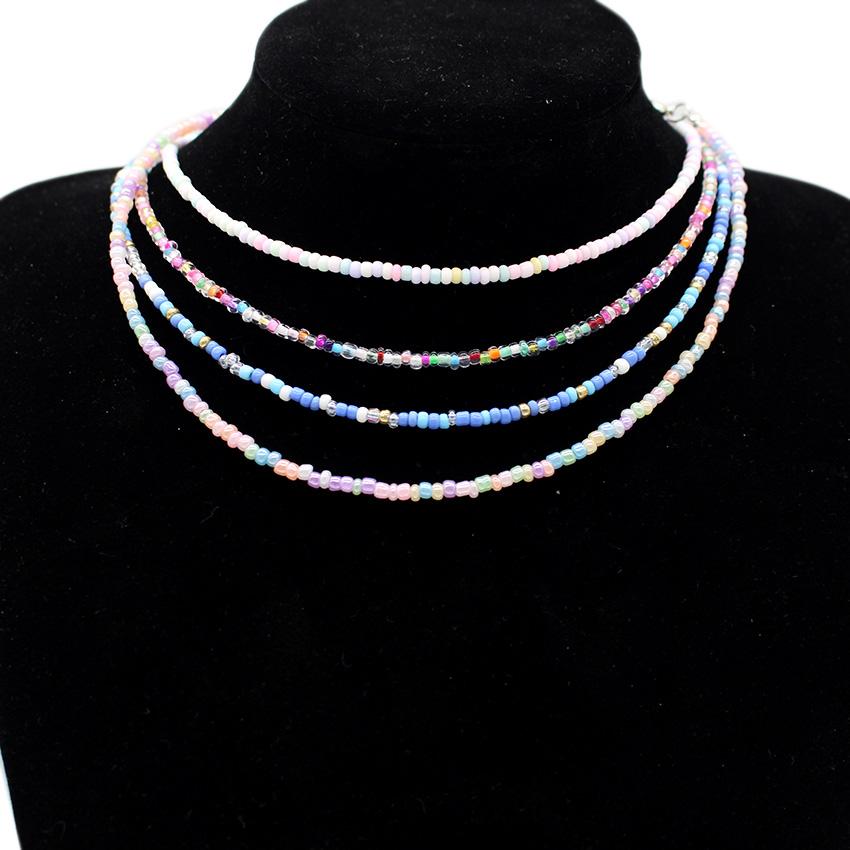 Simple Seed Beads Choker  Women Korean Fashion Charm Colorful Handmade Boho Collar Chain Neck Necklace Femme Jewelry  Gift