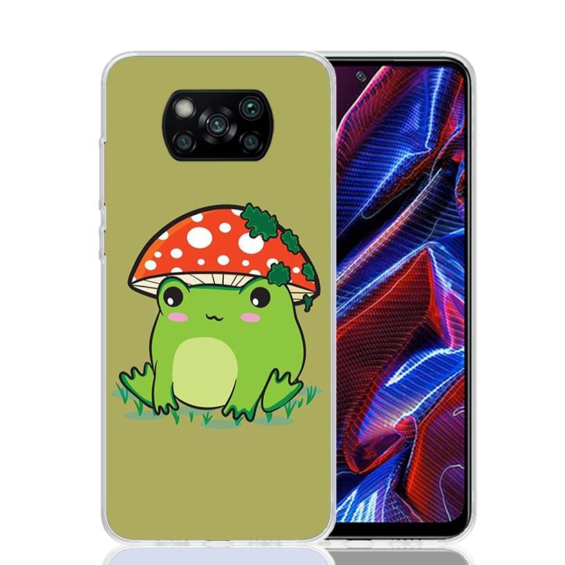 Cottagecore Frog Mushroom Kawaii Case Phone Cover for Xiaomi Redmi Note 10 9 9S 8 8T 7 5 Pro Mi 12T 11T 10T 9T 12 11 Lite A3 A2