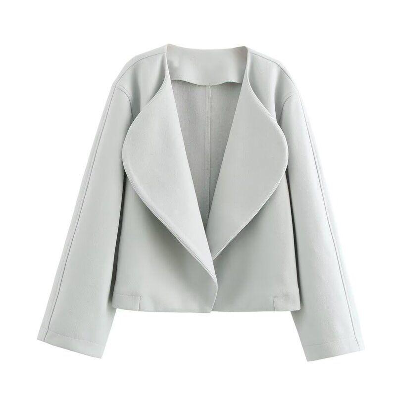 Fashion Wind 2024 New Fall Women's Clothing Loose Easiest for Match Commuting Figure Flattering Two Colors Turn-down Collar Coat 1228434