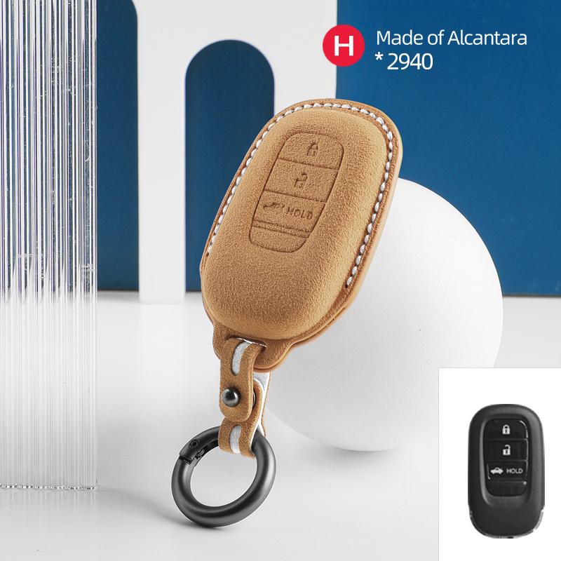 Car Key Case Cover Shell For Honda Civic Accord Hrv Crv 3 4 Button Suede Remote Protector Interior Accessories