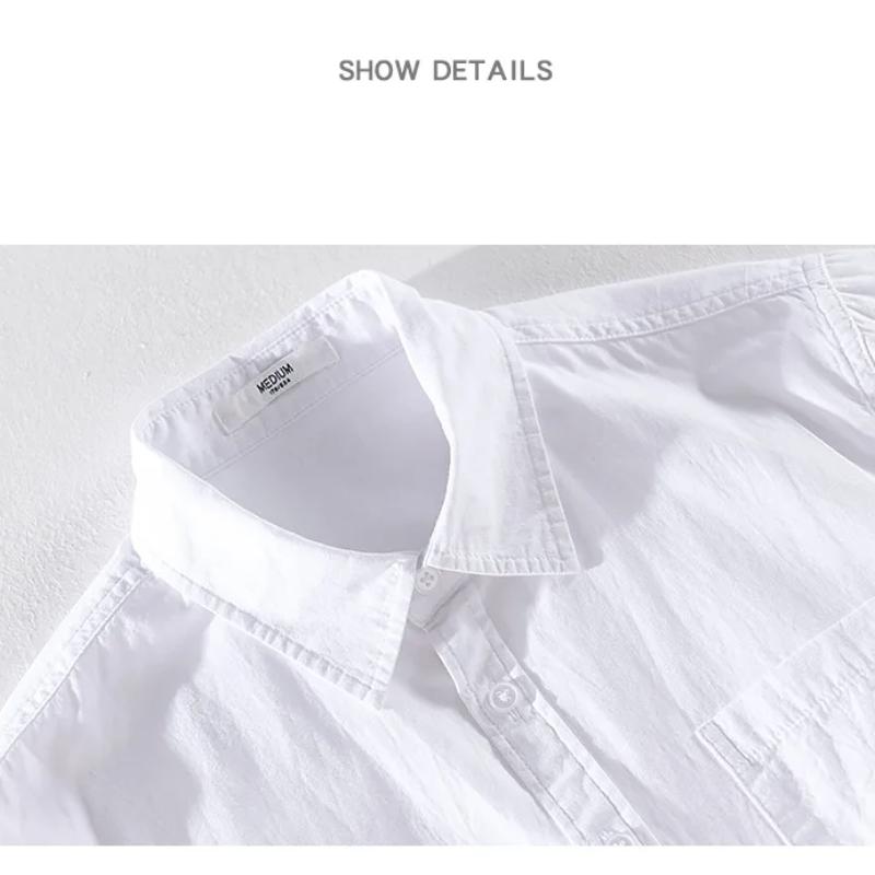 Summer Short Sleeve Shirt Men Daily Casual Tops Square Collar Soft and Comfortable Green Pure Cotton Shirt Korean Simple Style Men Clothing