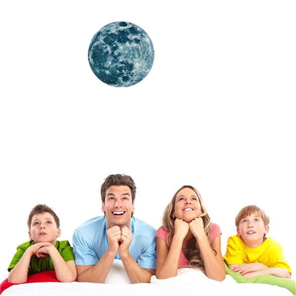 3D Creative Beautiful Luminous Fluorescent Moon Removable Wall Paste Glow In The Dark