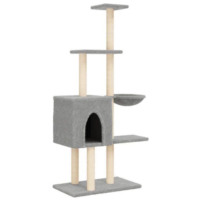 VidaXL Arbre à chat avec griffoirs en sisal Gris clair 145 cm 172095