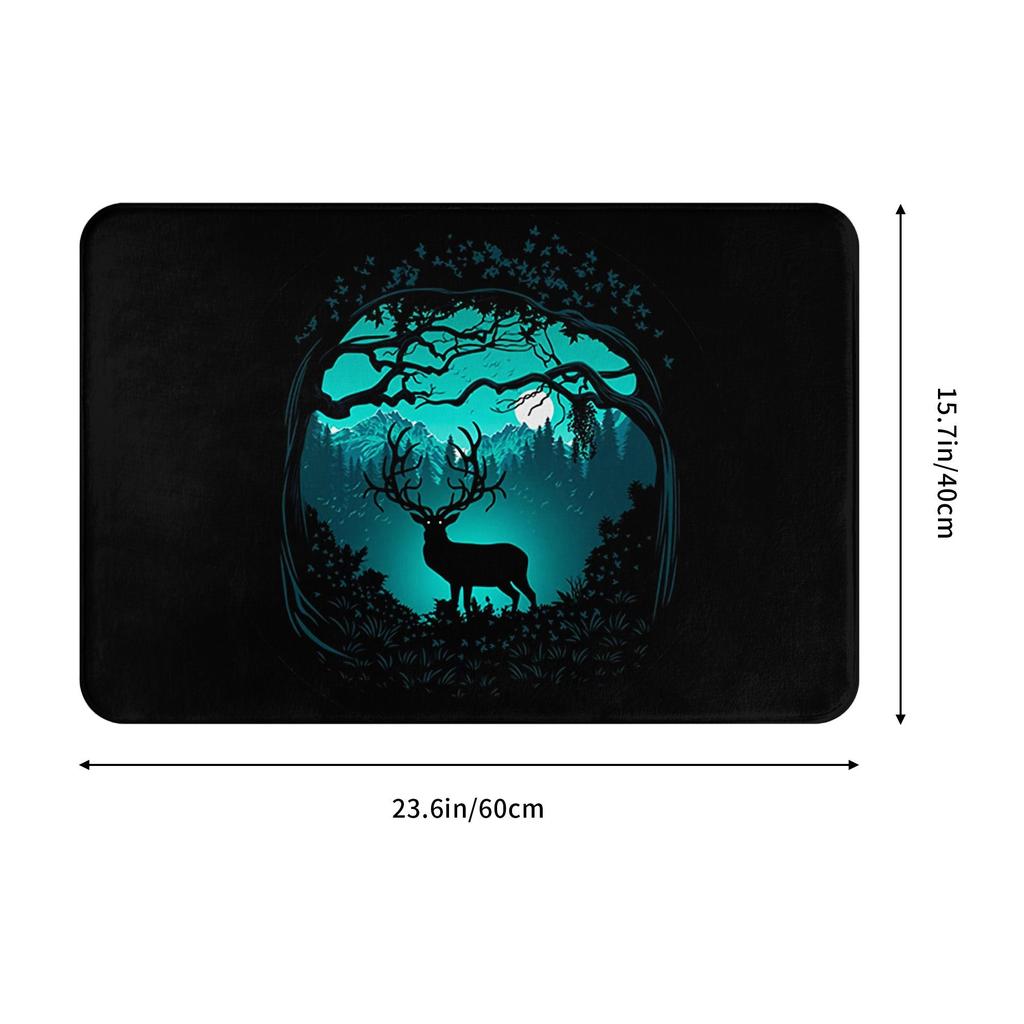 Dark Forest Deer Doormat Anti-Slip Kitchen Bath Mat Toilet Floor Door Entrance Carpet Rug
