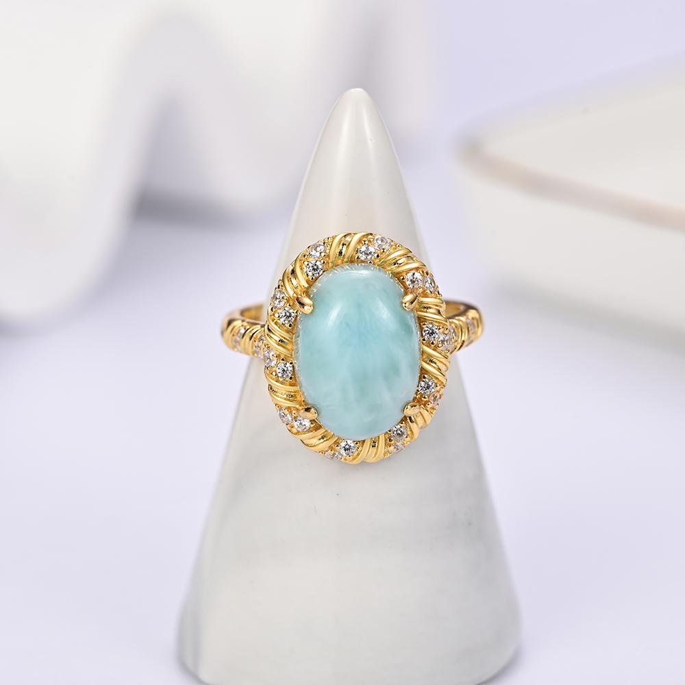 Nové prsteny náušnice přívěsek ze sterlingového stříbra 925 Přírodní drahokam larimar pravý drahokam dámské jemné šperky pro Zásnubní dárek