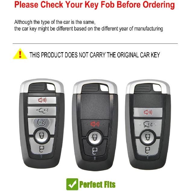 for Ford Key Fob Cover Leather Key Case Holder Keychain Compatible with Bronco F150 Explorer Mustang Escape Mach E F250 Truck King Ranch Expedition