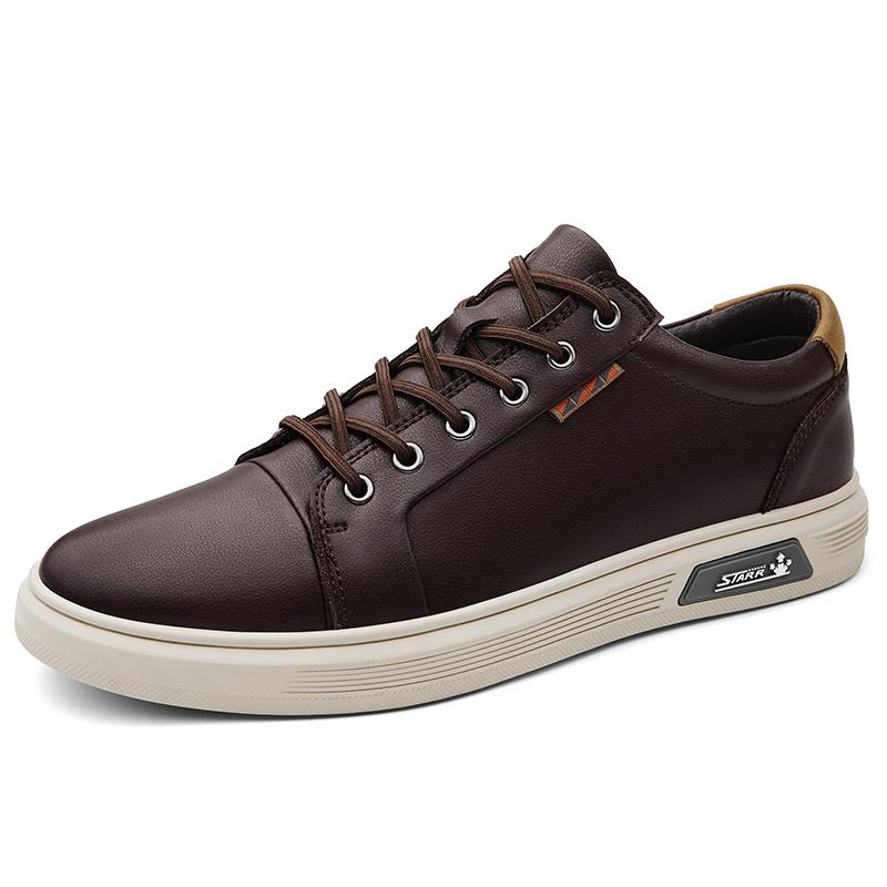 

Fashion Men s Outdoor Casual Leather Shoes Genuine Leather Shoes Antiskid Outdoor Skateboard Footwear Classic Tenis Masculino Sneakers 44 коричневый