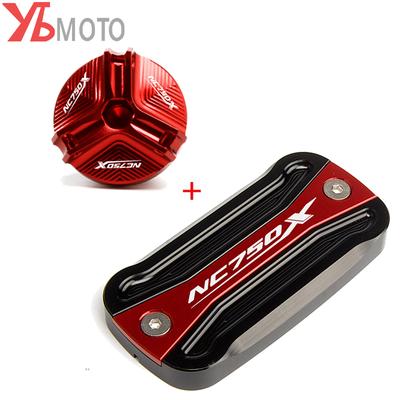 Motorcycle Aluminum Brake Fluid Reservoir Cover & Oil Filler Cap For HONDA NC750X   NC750 X NC 750X 2015+