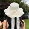 Summer sunshade sun hat sweet lace double bow seaside beach hat