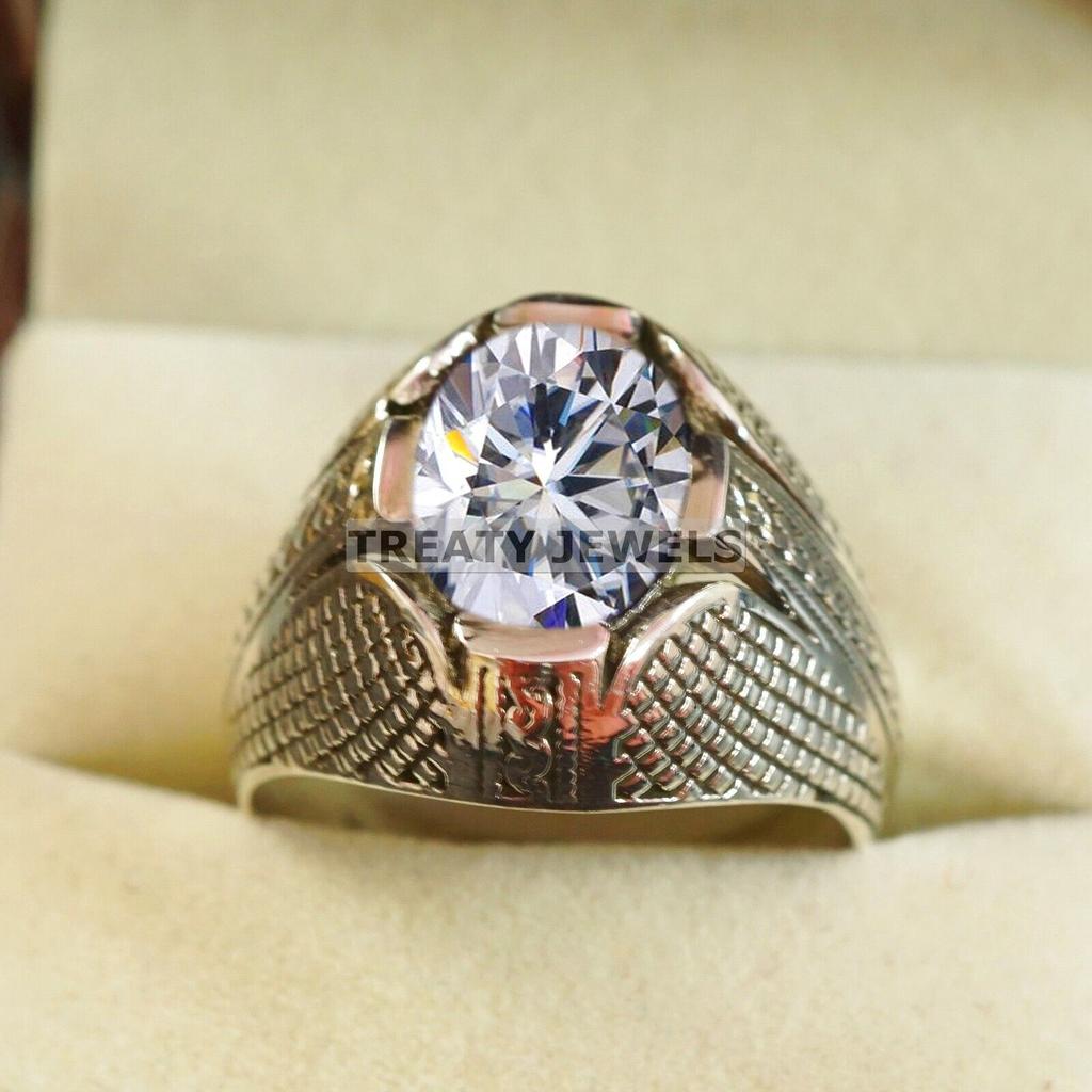 Moissanite Oval Cut Gemstone With 925 Sterling Silver Ring For Men's #B277 JL375681923159